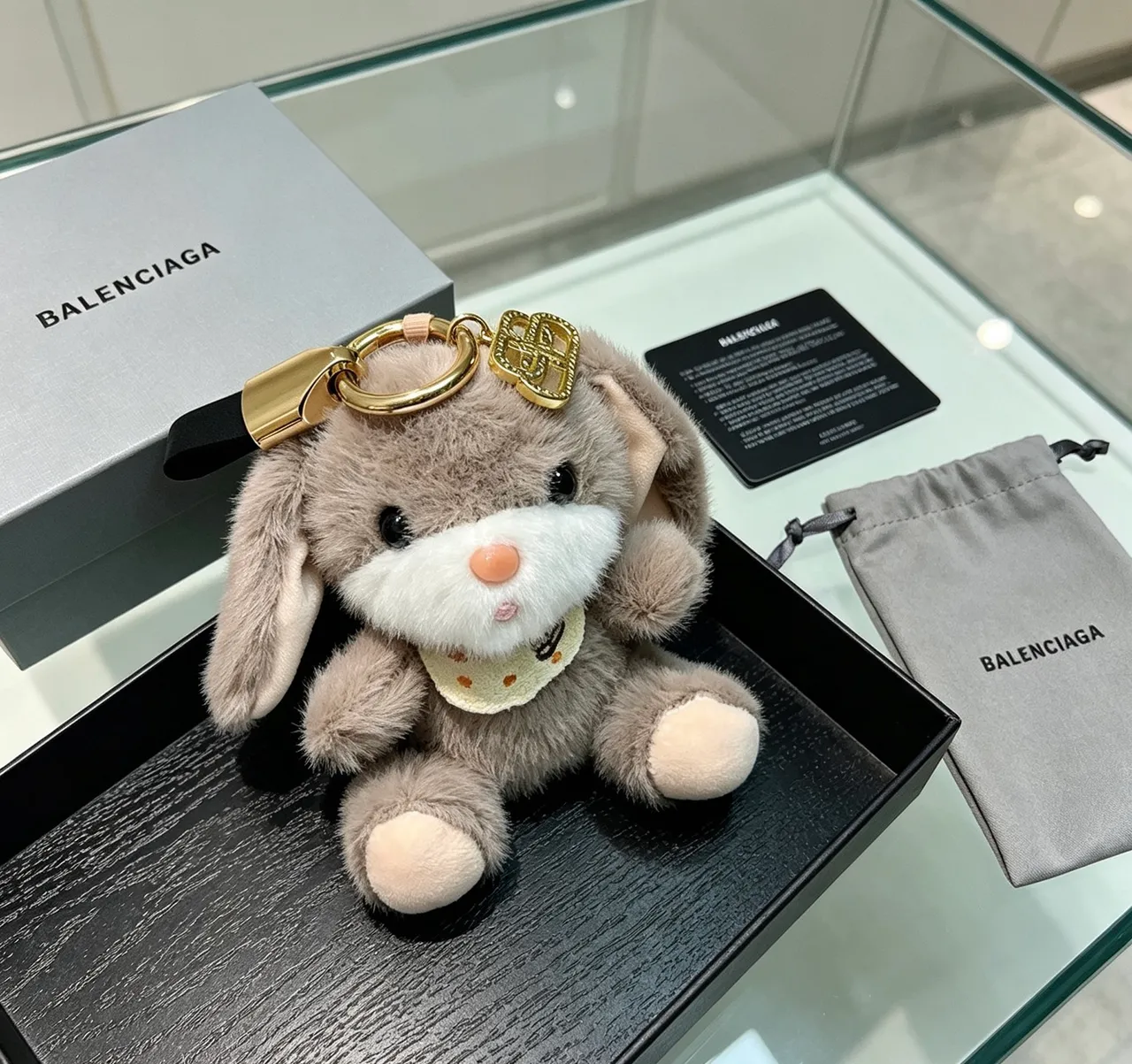 Balenciaga Gray White Plush Rabbit Faux Fur Crossbody Bag