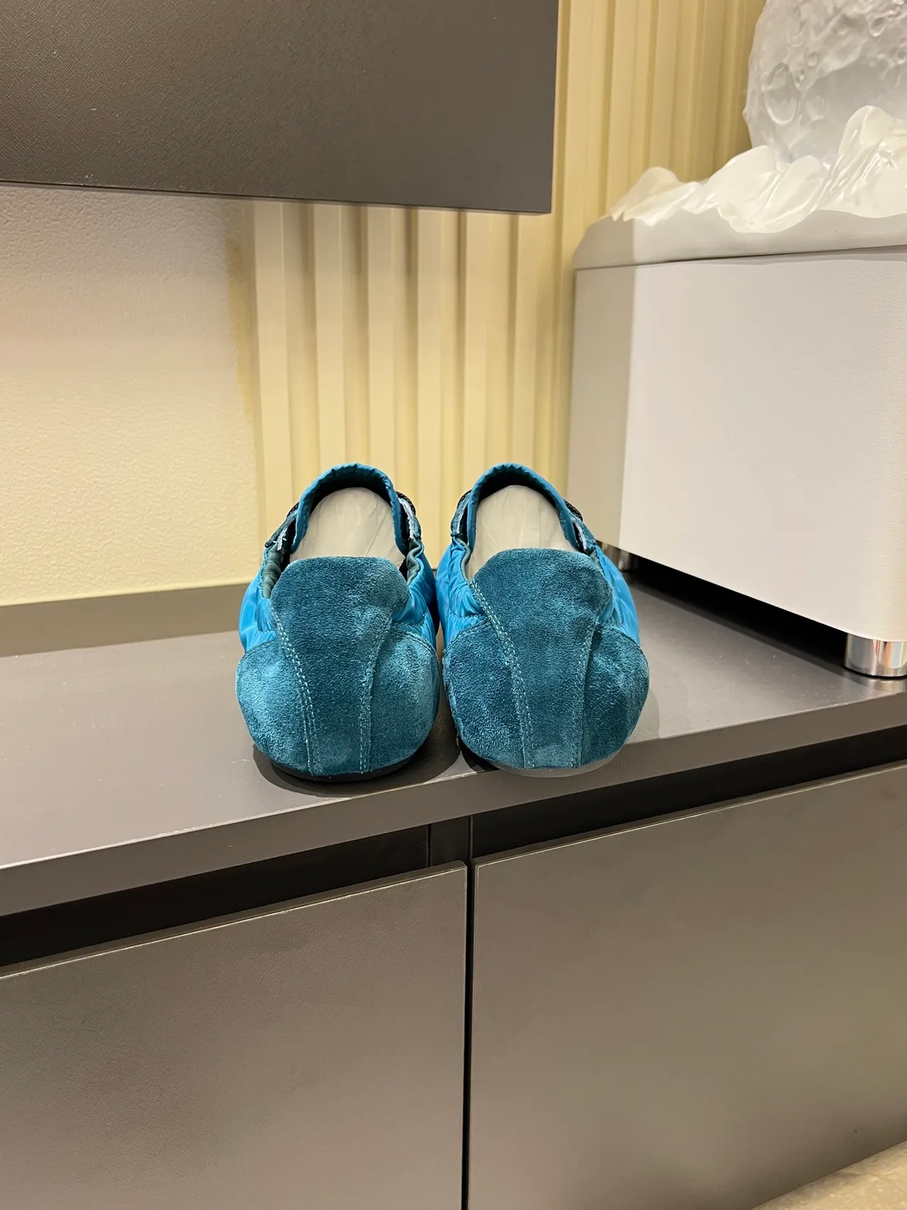 Prada Blue Black Mixed-Material Upper Suede And Nylon Paneling Lifestyle Sneakers