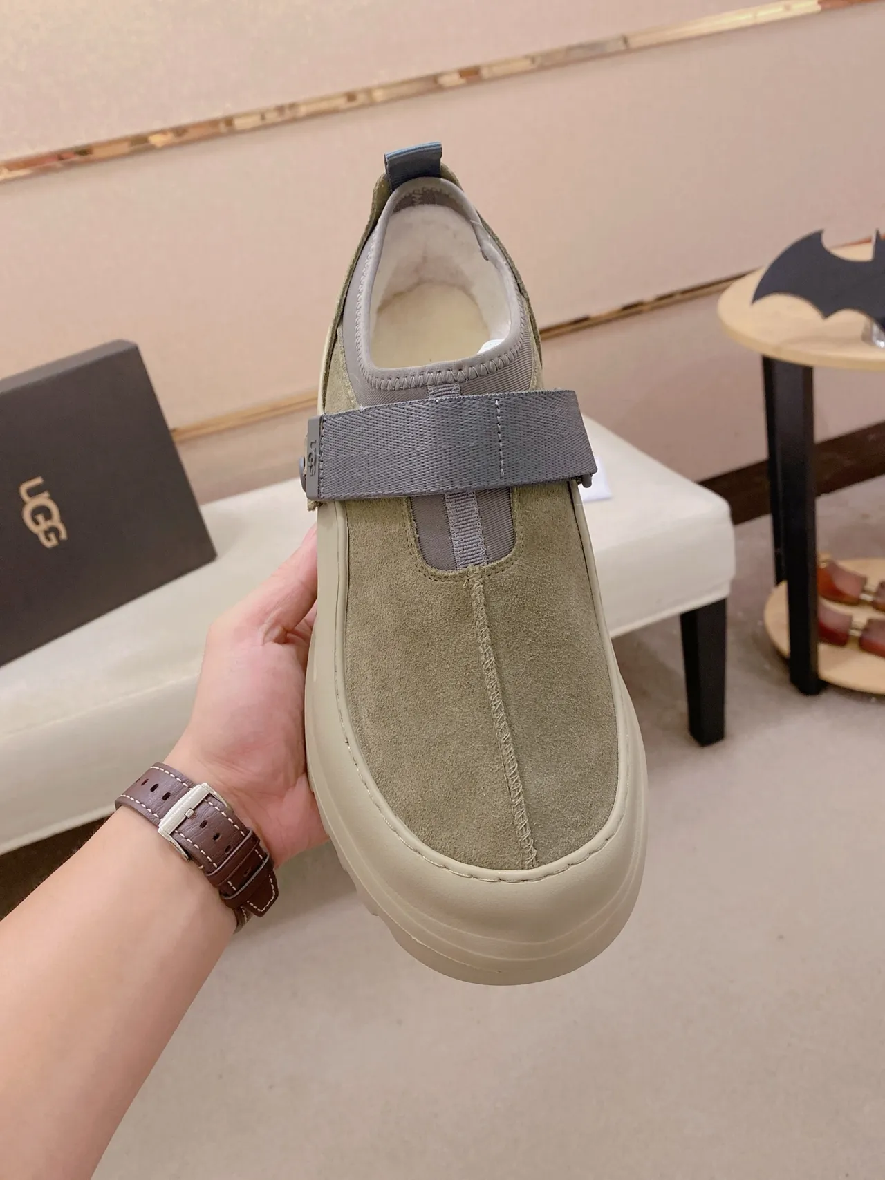 UGG Tasman Sage Green and Gray Strap Clog