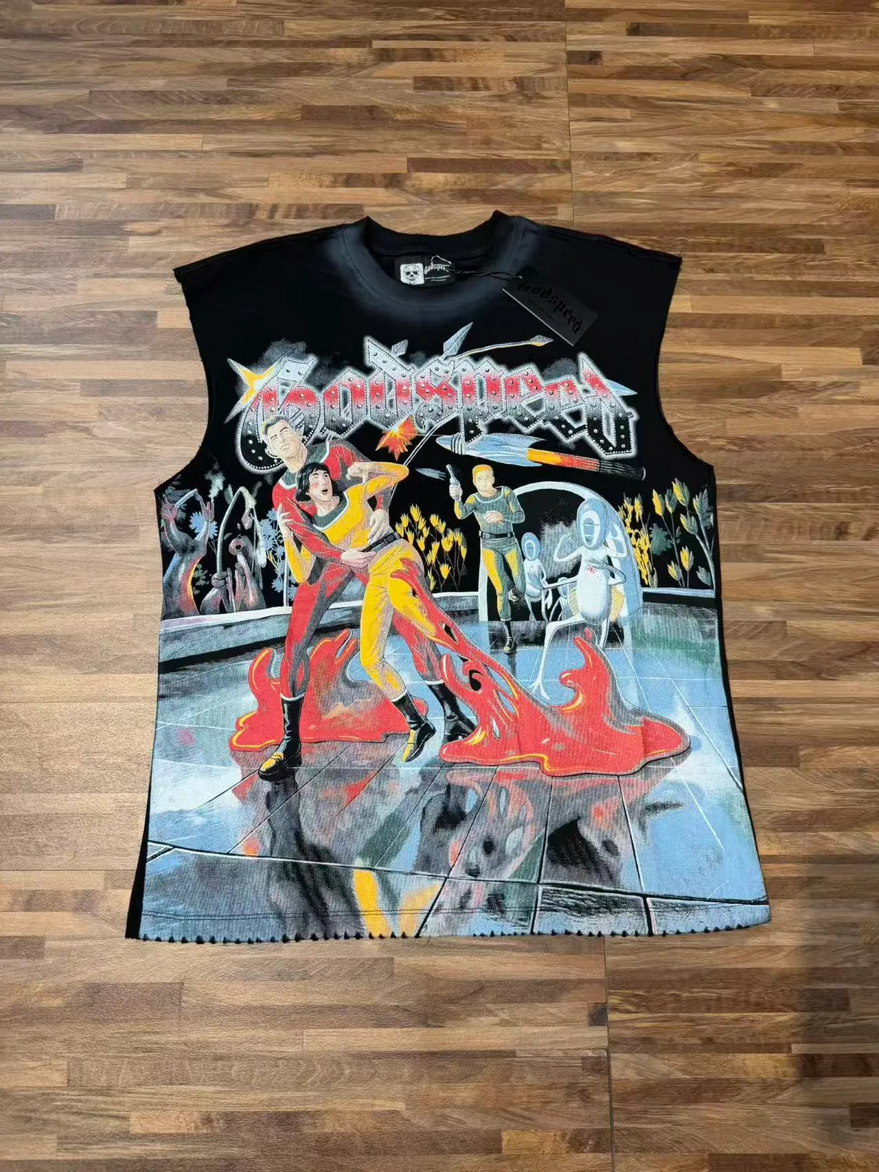 Godspeed Graphic-Print Sleeveless Crew-Neck Vest Top
