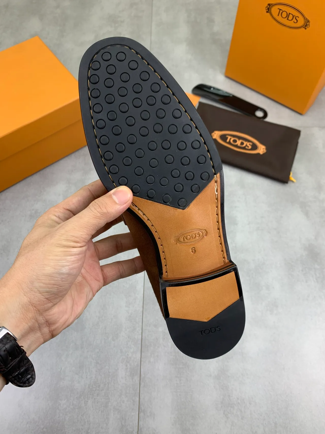 Tod's Brown Black Suede Upper Penny Strap Loafer