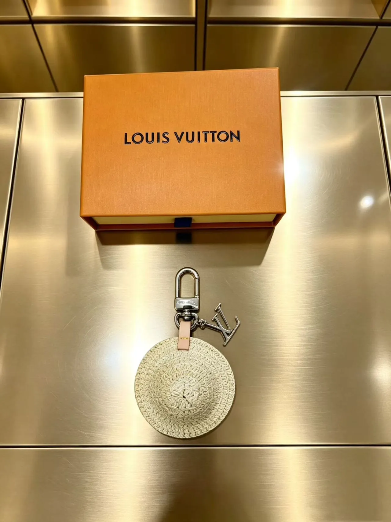 Louis Vuitton Yellow Orange Circular Woven Raffia LV Monogram Charm Handbag