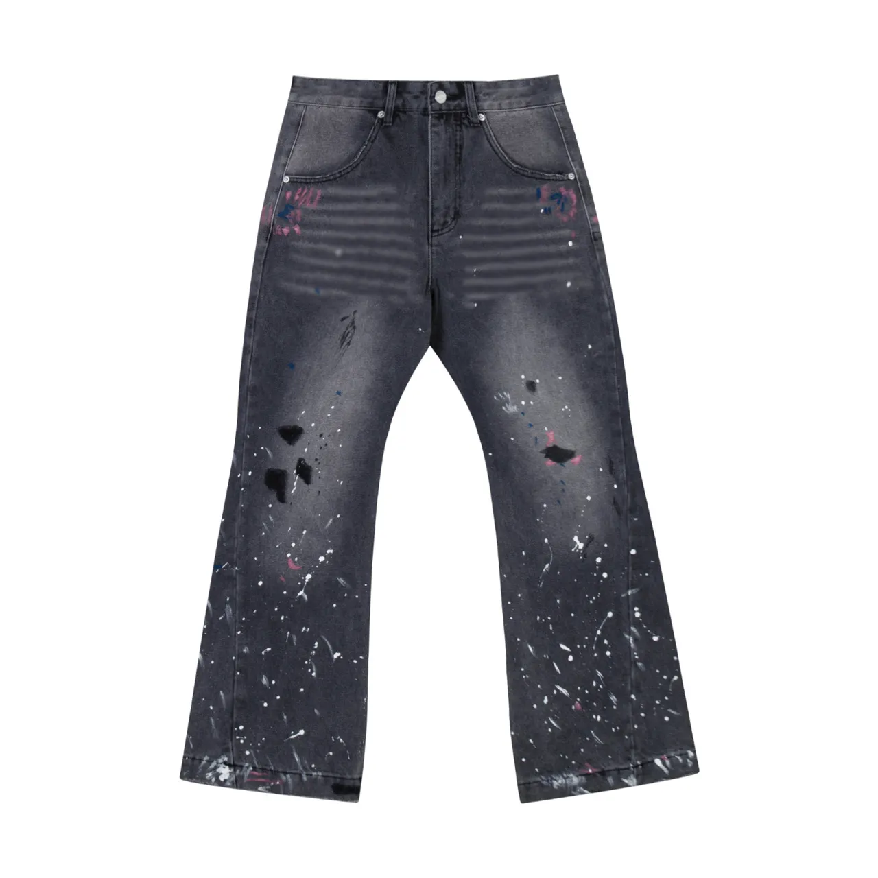 Gallery Dept Paint-Splatter Distressed Flared Jeans