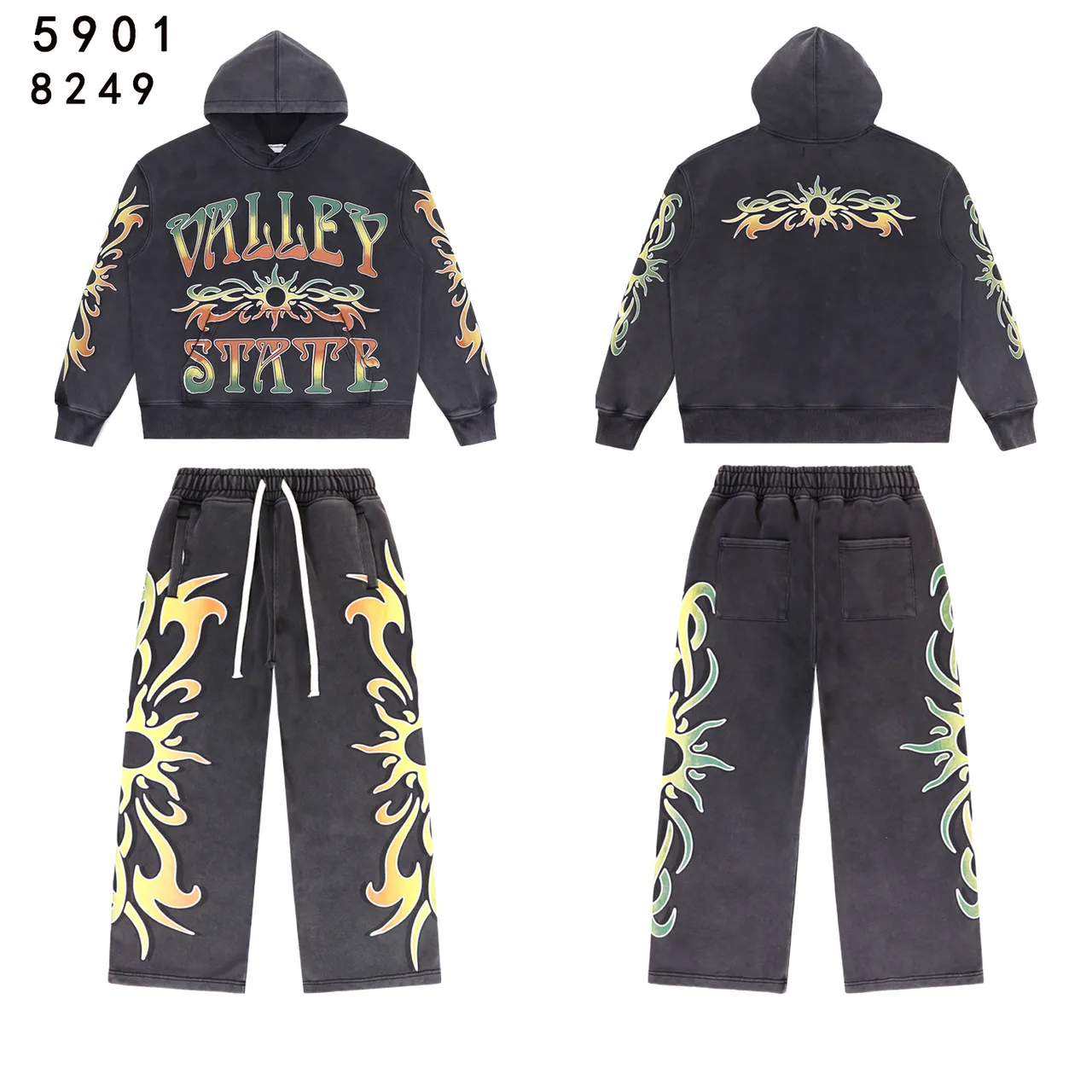 Graphic-Print Flame Motif Tracksuit