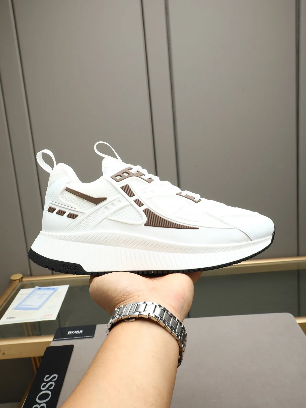 Hugo Boss White and Brown Lifestyle Sneaker