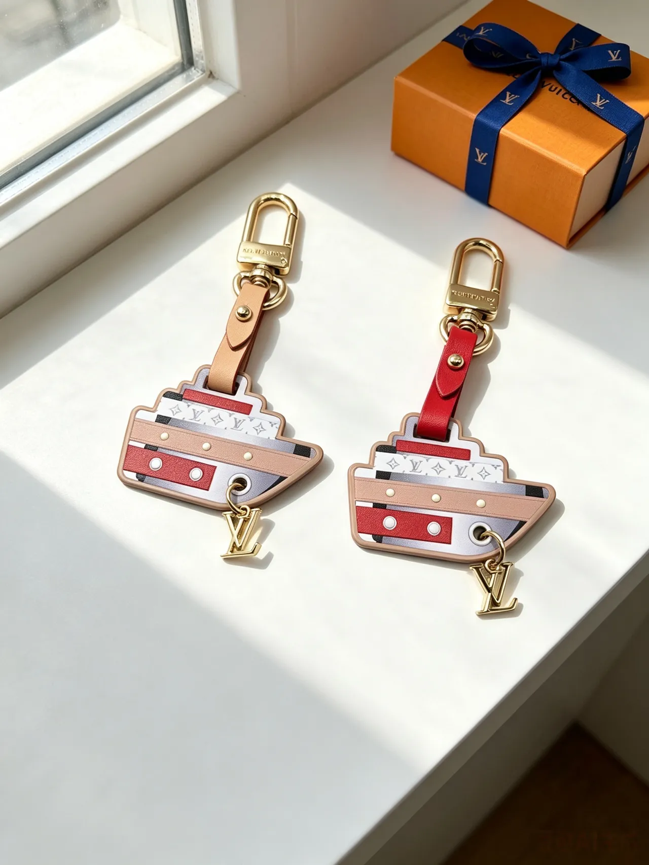 Louis Vuitton Beige Red Ship-Shaped Multi-Panel Phone Case