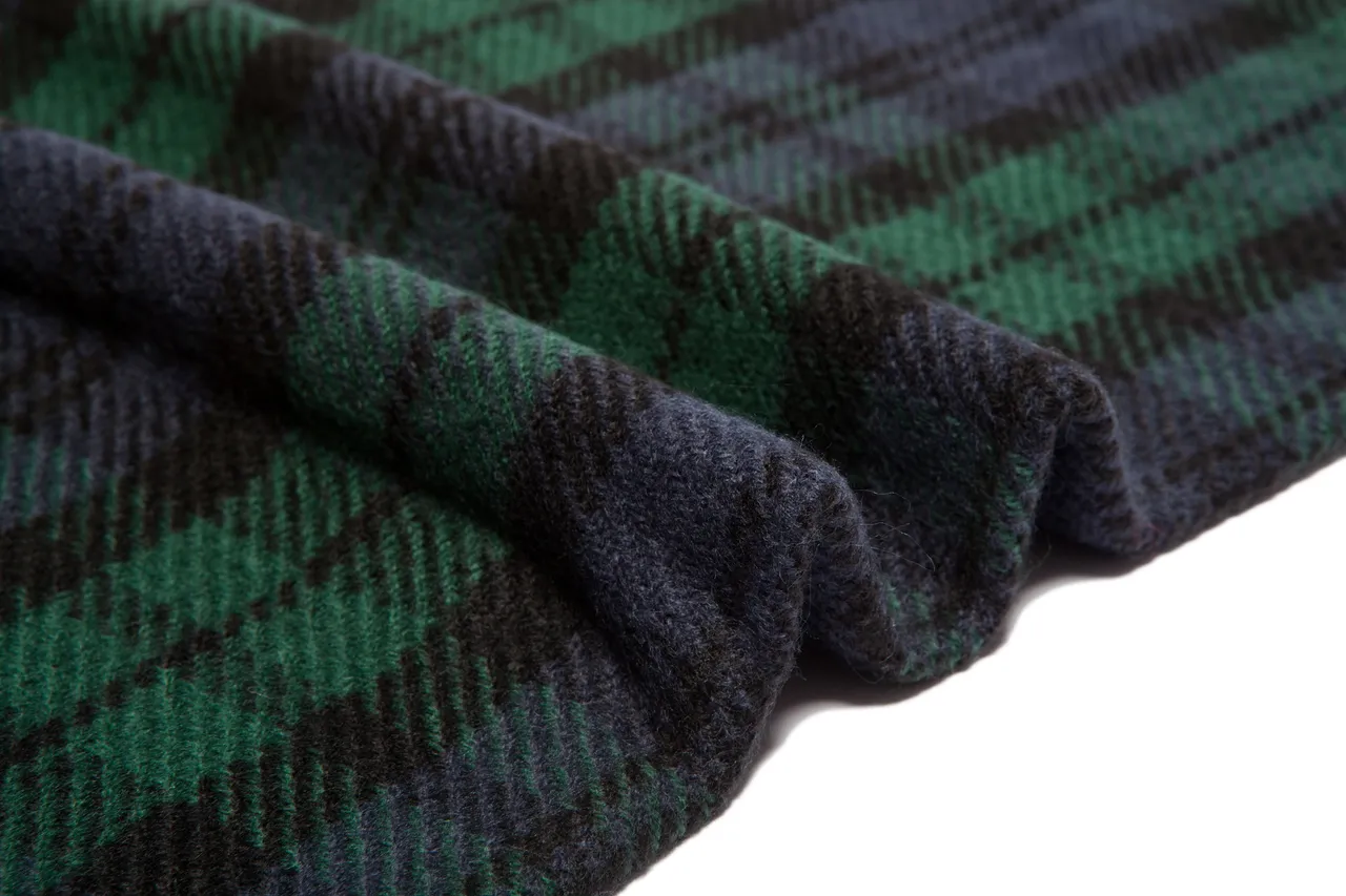 Green Black Plaid Pattern Wool-Like Texture Scarve