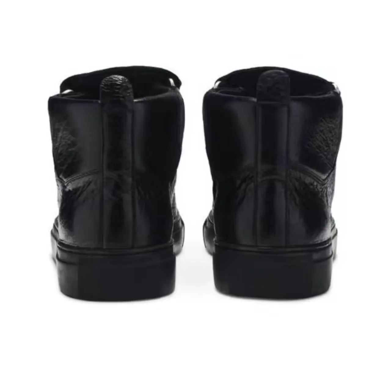 Balenciaga Black High-Top Crinkled Leather Lifestyle Sneakers