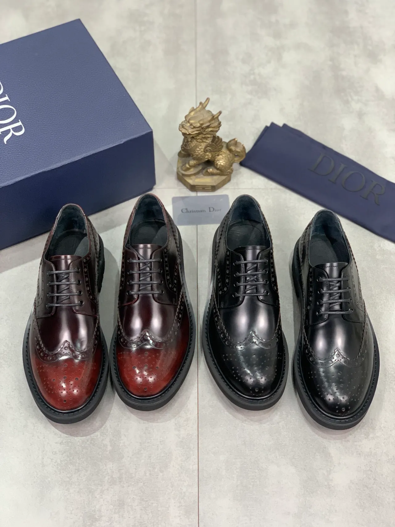 Dior Burgundy Brown Full Wingtip Brogue
