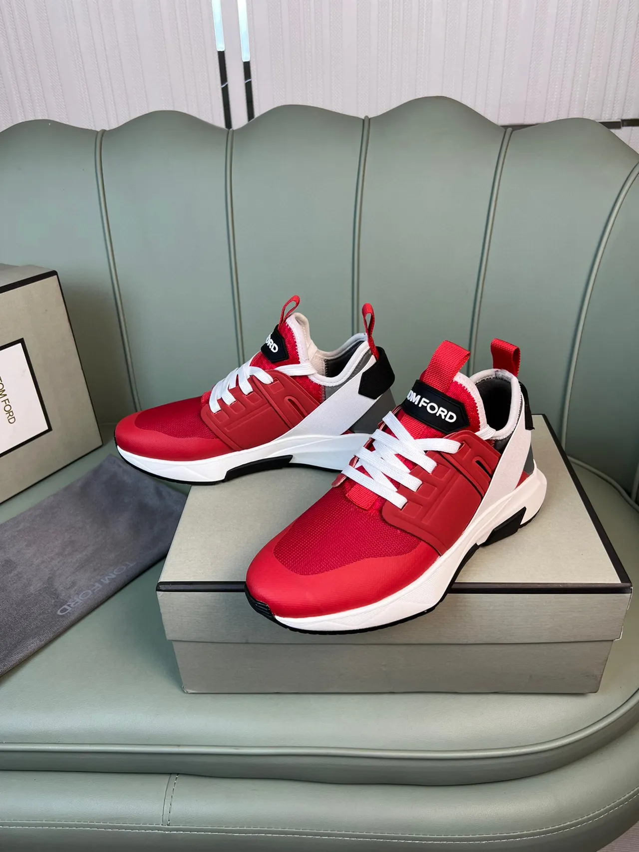 Tom Ford Red and White Lifestyle Sneaker
