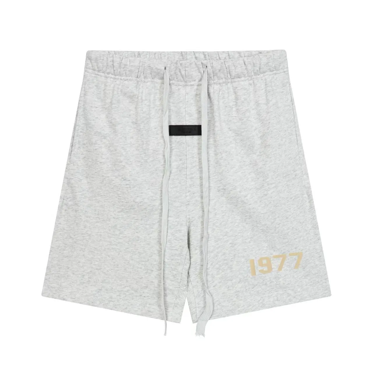 Gray Black Drawstring Waist Side-Printed Numeric Logo Shorts