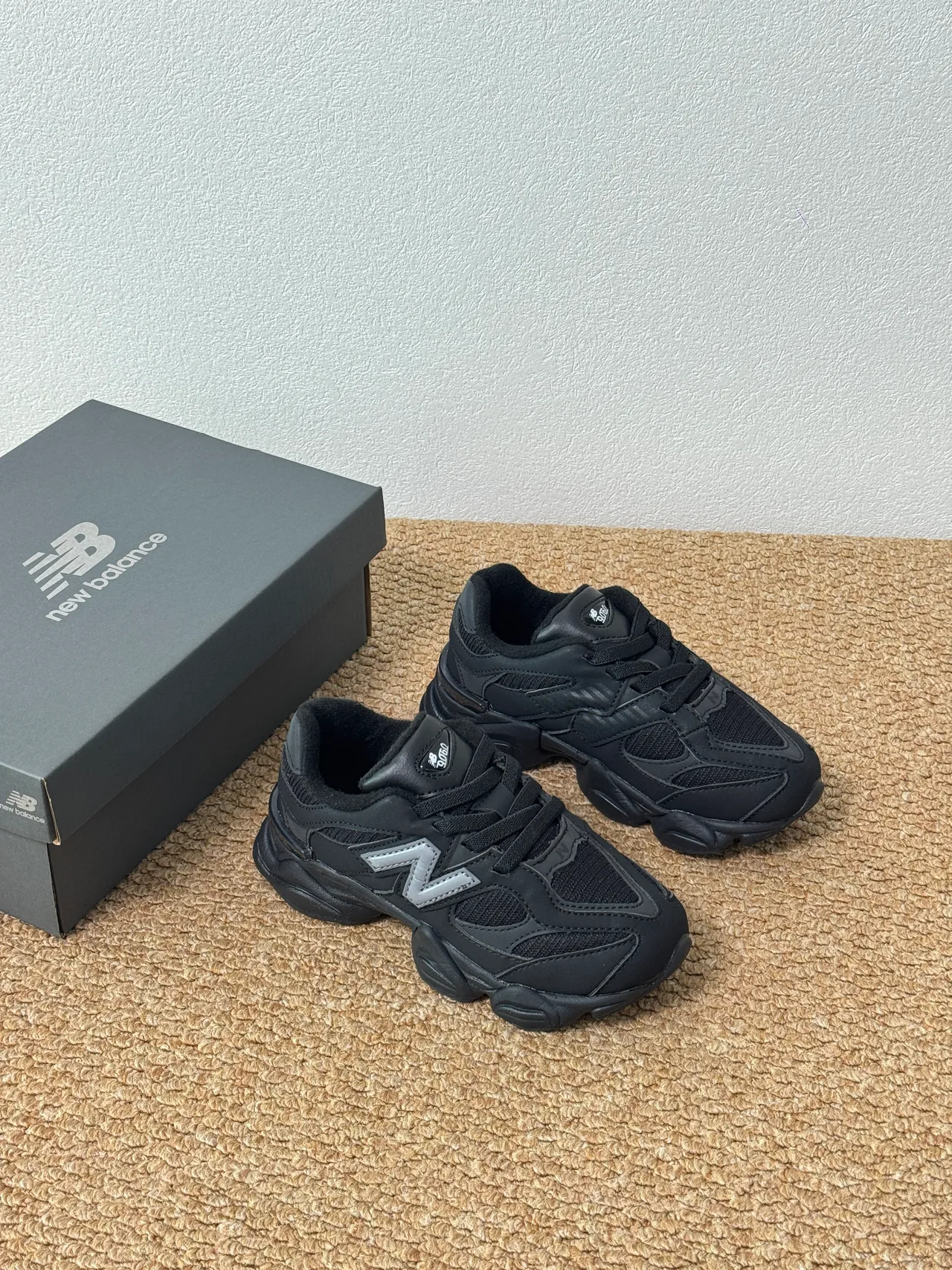 New Balance 9060 Gray Black Chunky Sneakers