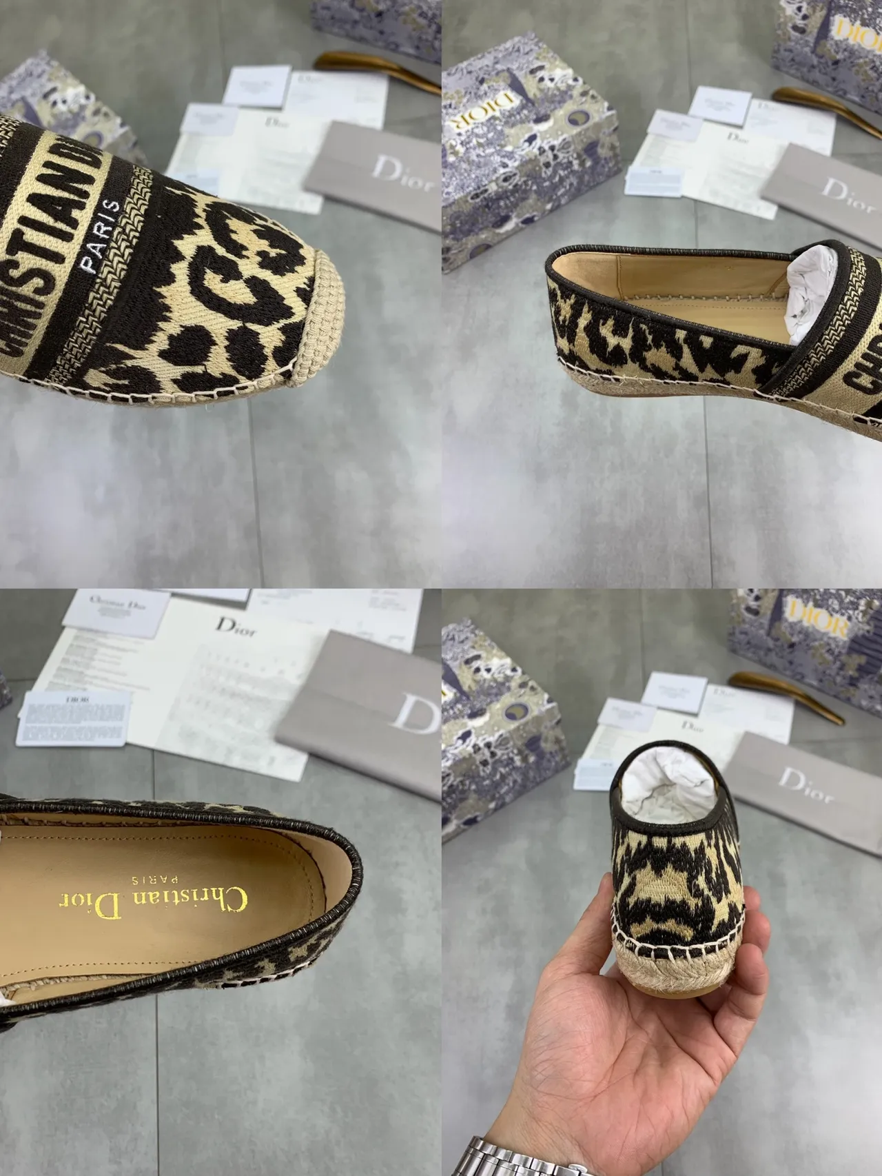 Dior J'Adior Leopard-Print Slip-On Espadrille Boat Shoes