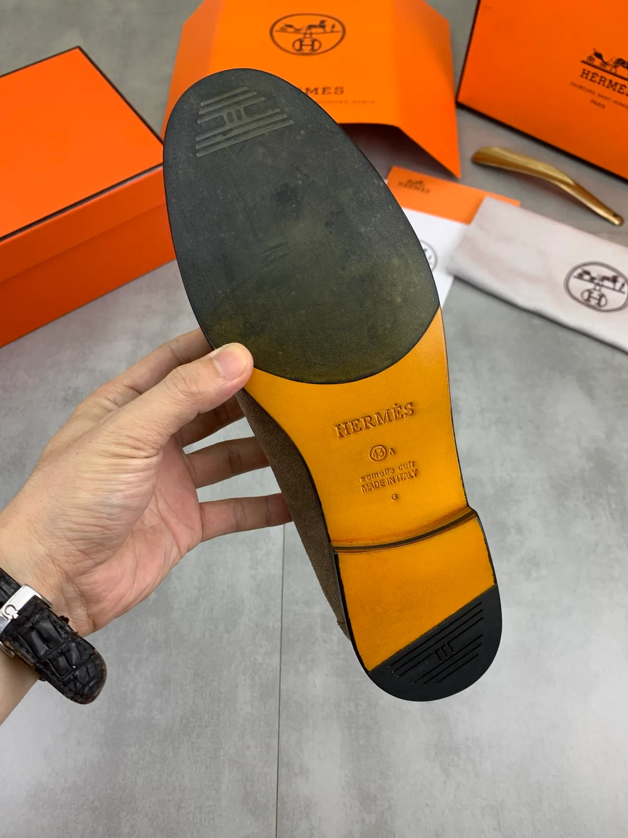 Hermès Oran Suede Horsebit Loafer