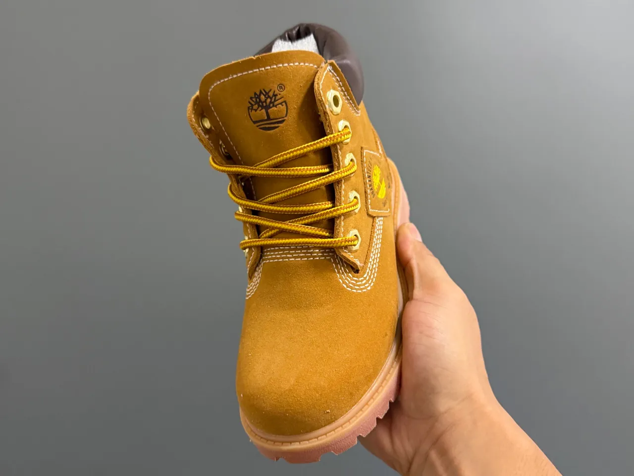 Timberland Premium 6-Inch Beige Brown Suede Upper Padded Collar Work Boots