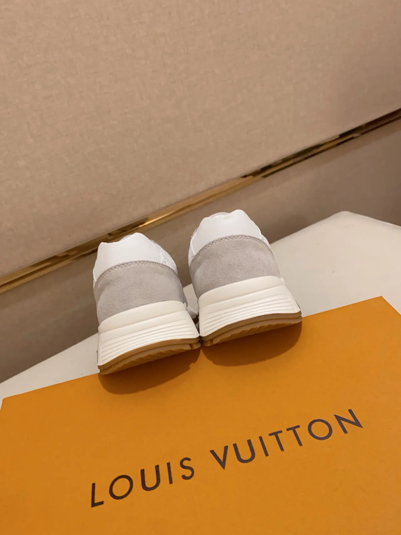 Louis Vuitton White Gray Embossed Monogram Leather Red-Green Stripe Lifestyle Sneakers