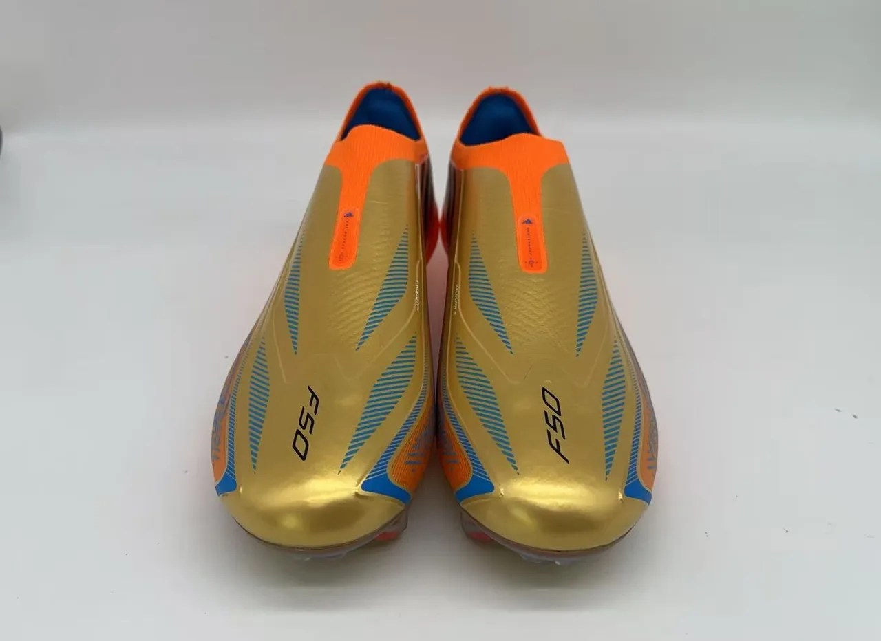 Adidas F50 Gold Orange Blue Firm-Ground Soccer Shoes