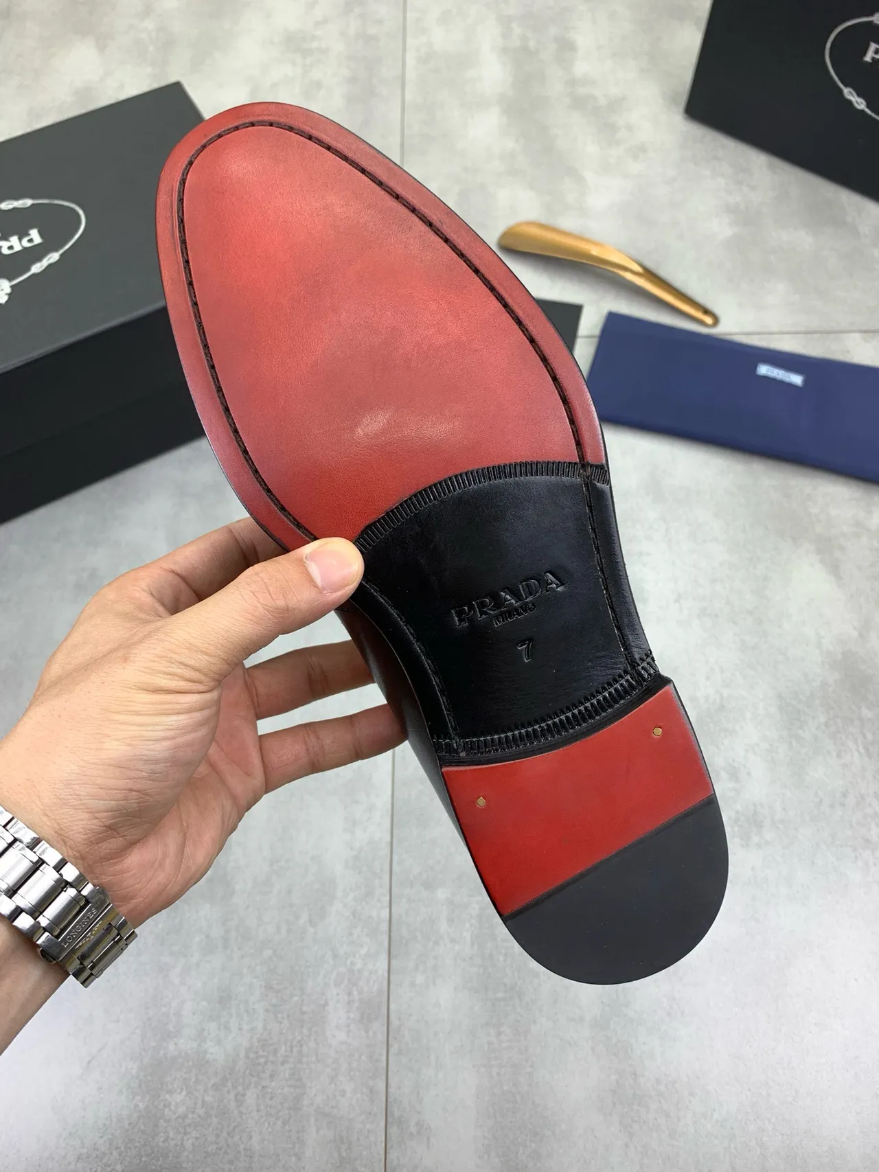 Prada Black Smooth Leather Triangle Logo Plaque Loafer