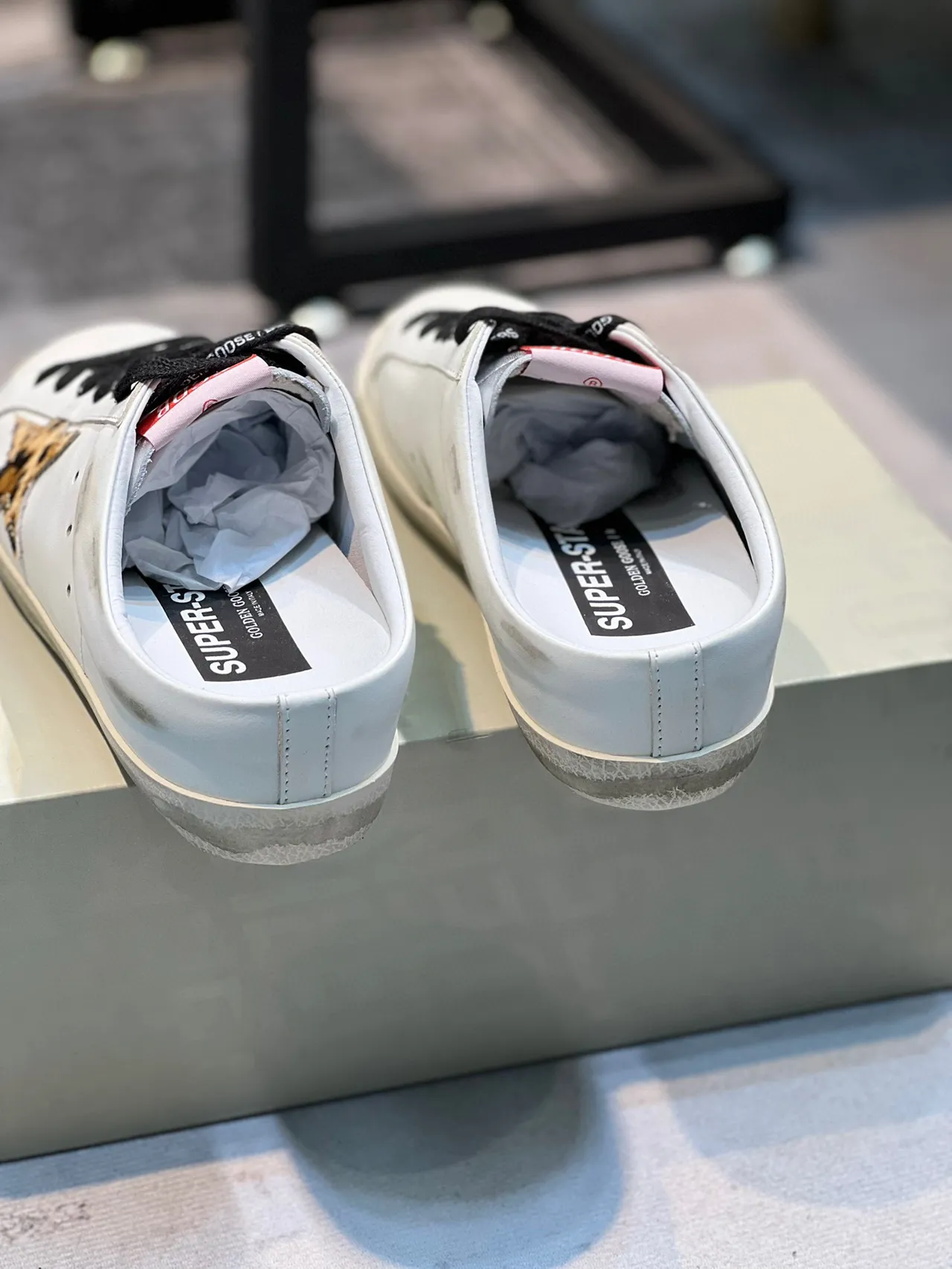 Golden Goose Super-Star Mule White Leopard Star Lifestyle Sneaker