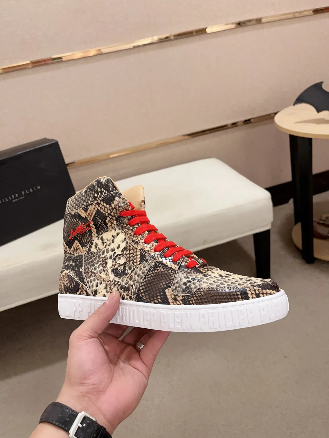 Philipp Plein Snake-Print High-Top Lifestyle Sneakers