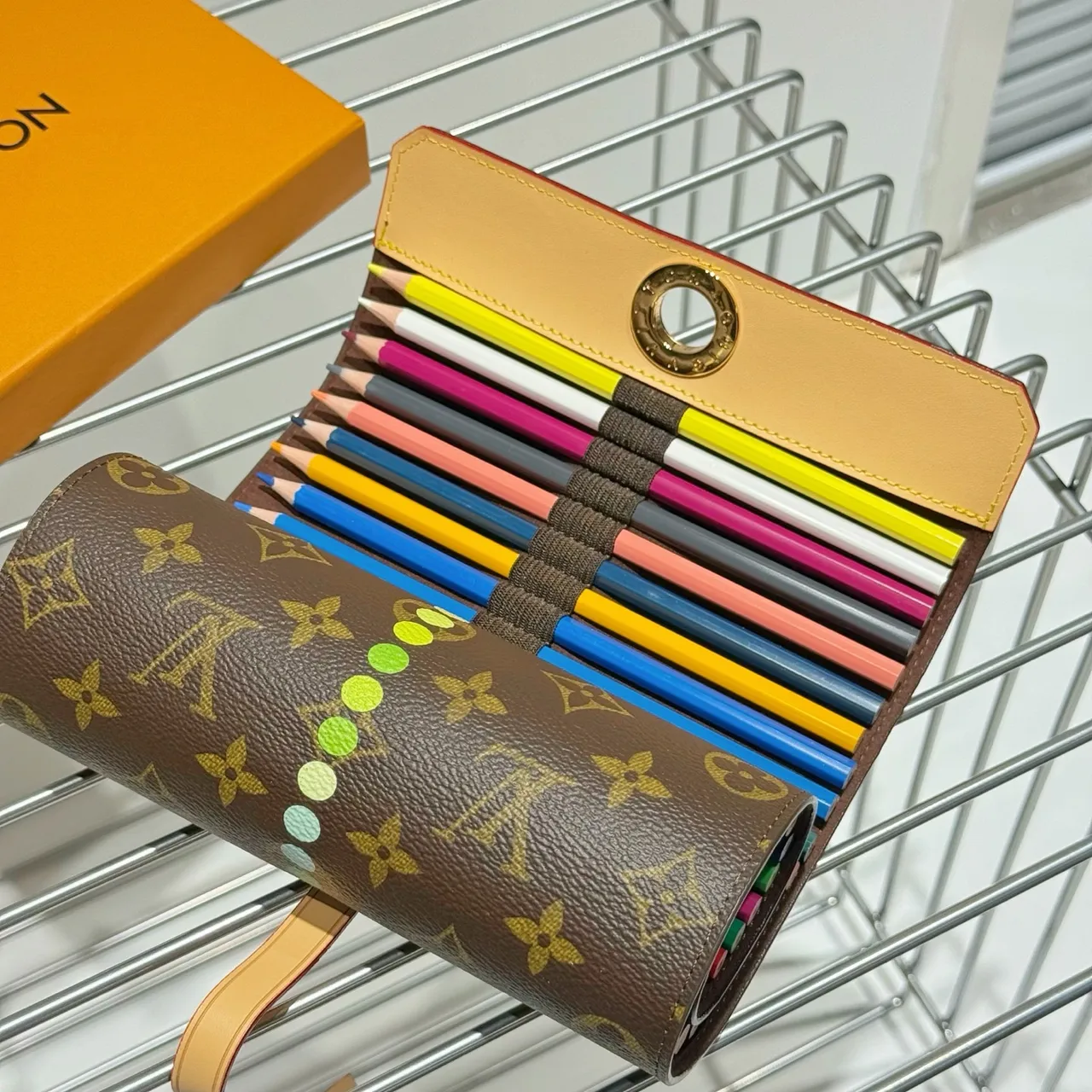 Louis Vuitton Brown Beige Monogram Canvas Cylindrical Roll-Top Wristlet