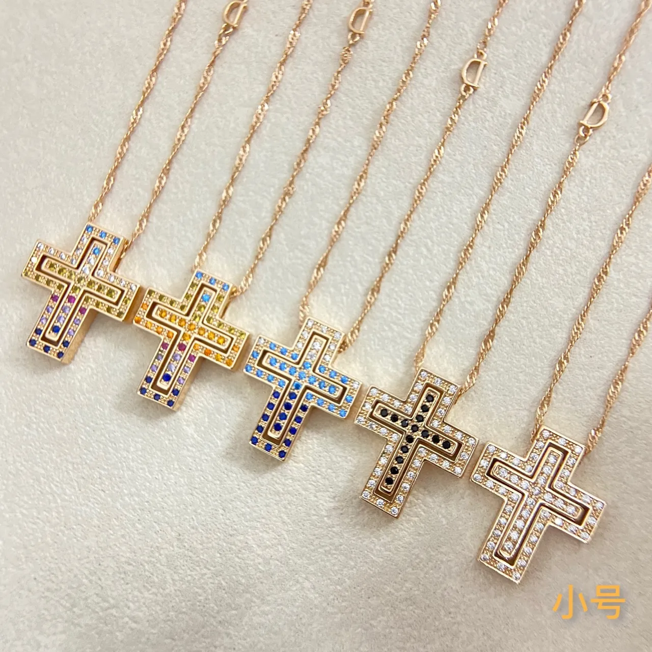 Gold-Tone Paved Crystal Cross Pendant Necklaces