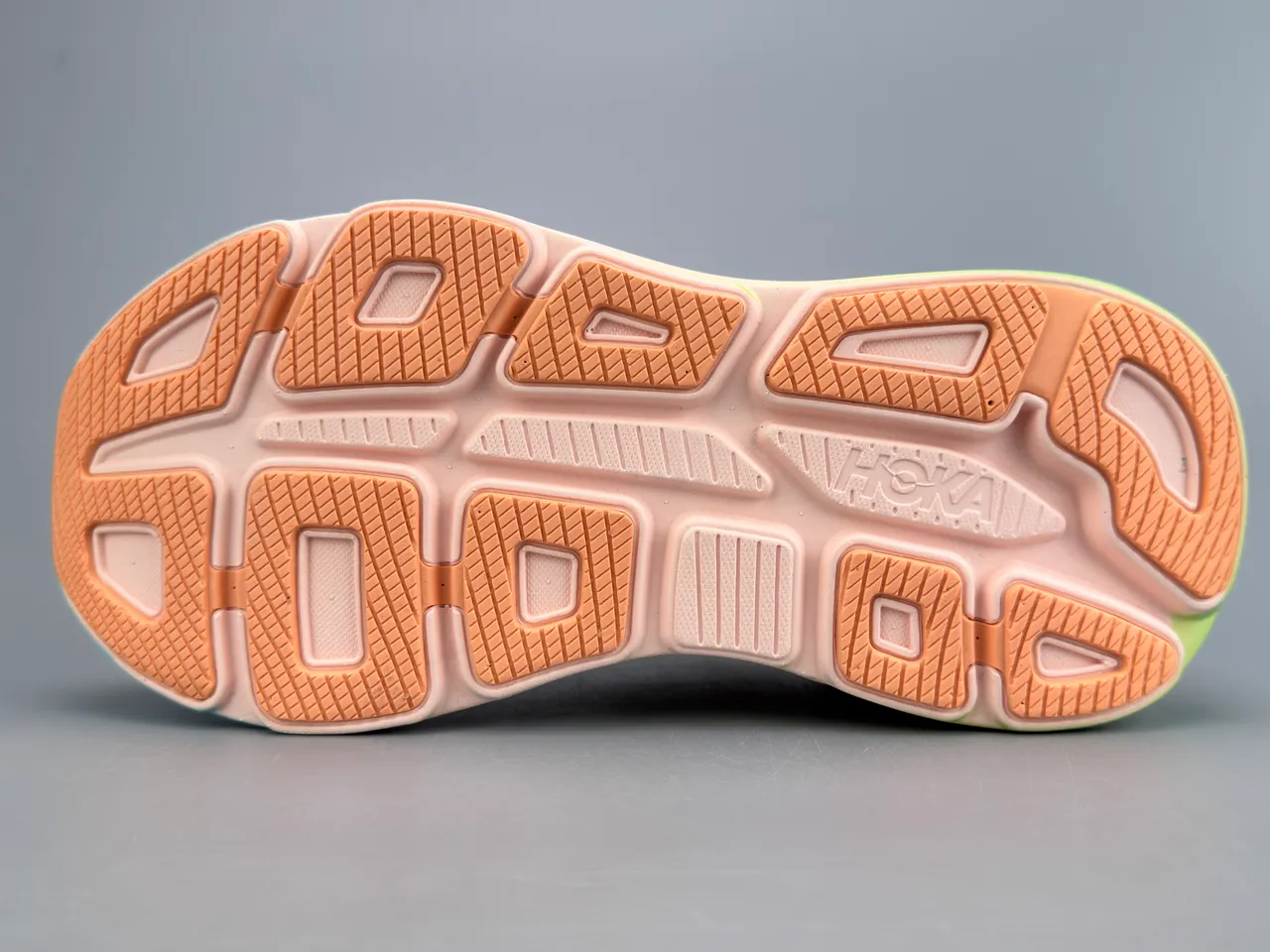 Hoka Orange Green Engineered Knit Upper Gradient Midsole Running Shoes