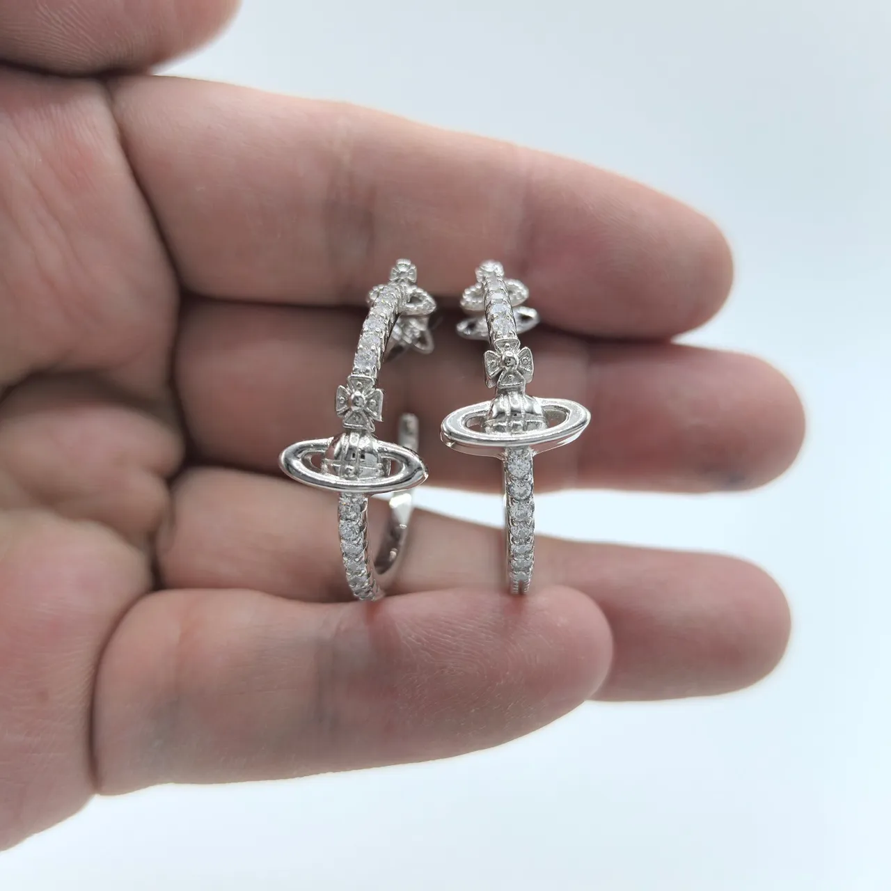 Vivienne Westwood Orb Gold Silver Motif Pavé-Set Stones Earrings