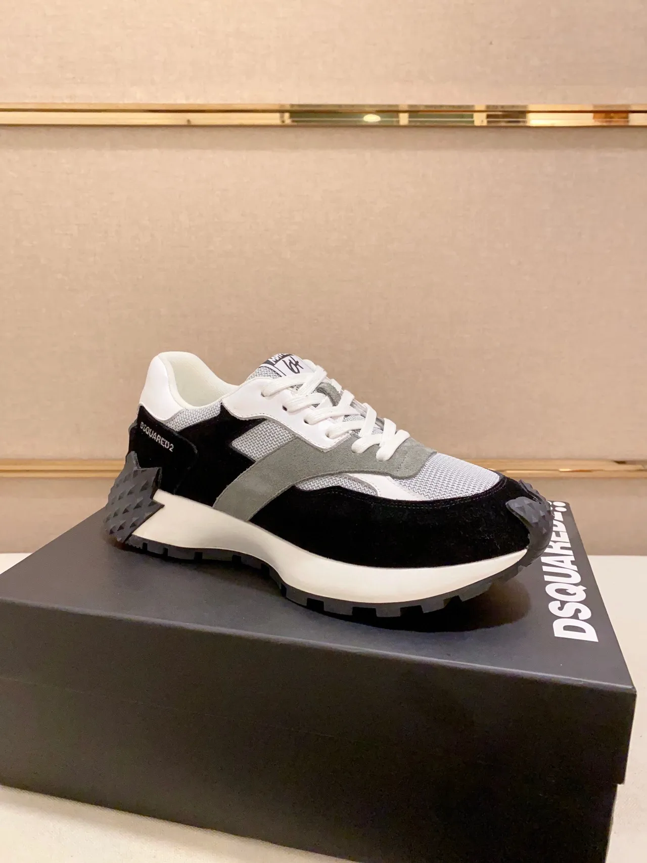 Dsquared2 ICON Black Gray White Layered Chunky Sneakers