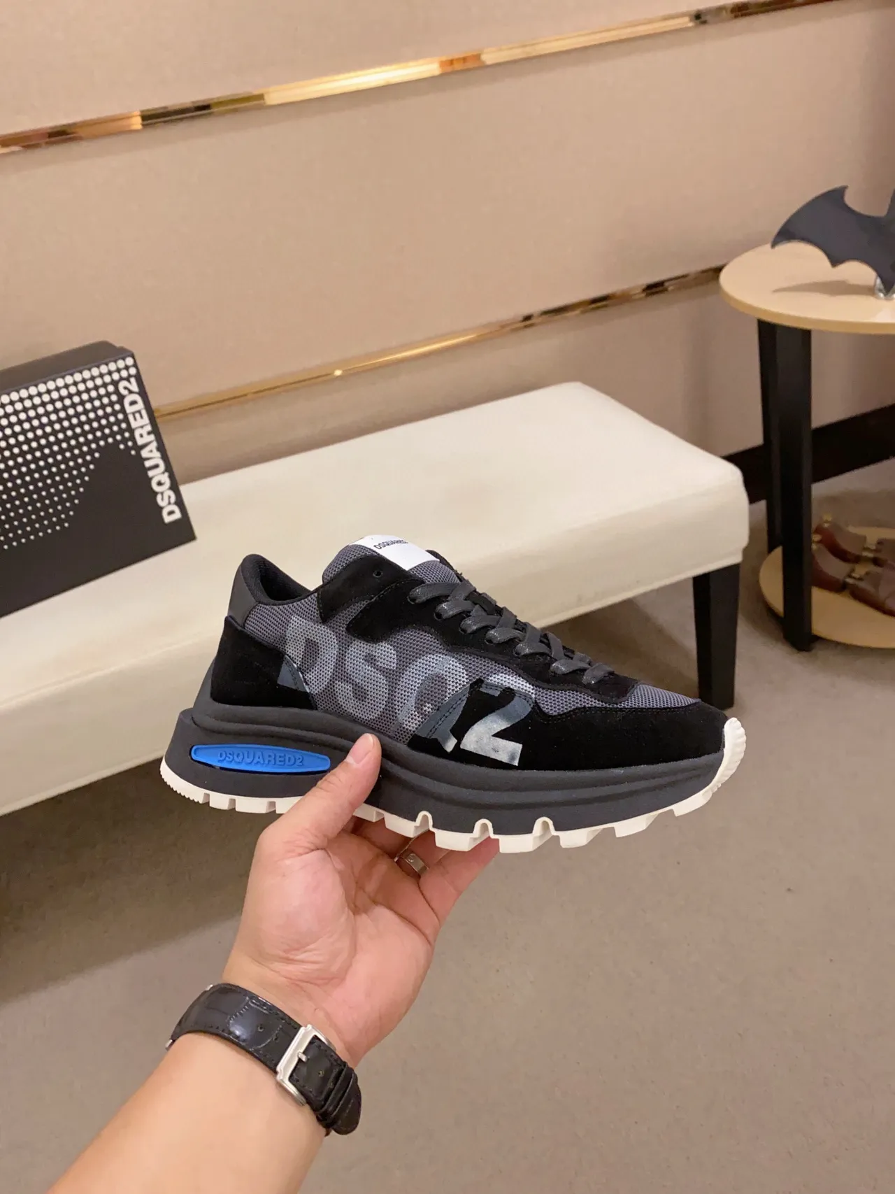 Dsquared2 ICON Black Gray Blue Chunky Sneakers