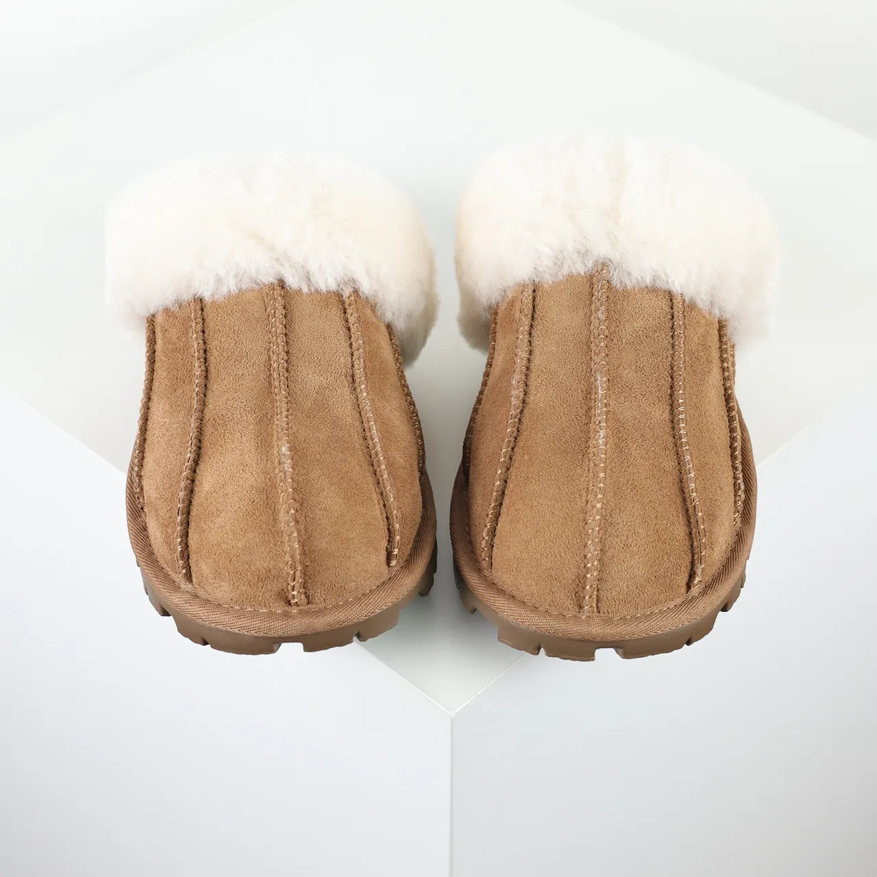 UGG Tasman Tan Suede Shearling-Lined Slippers
