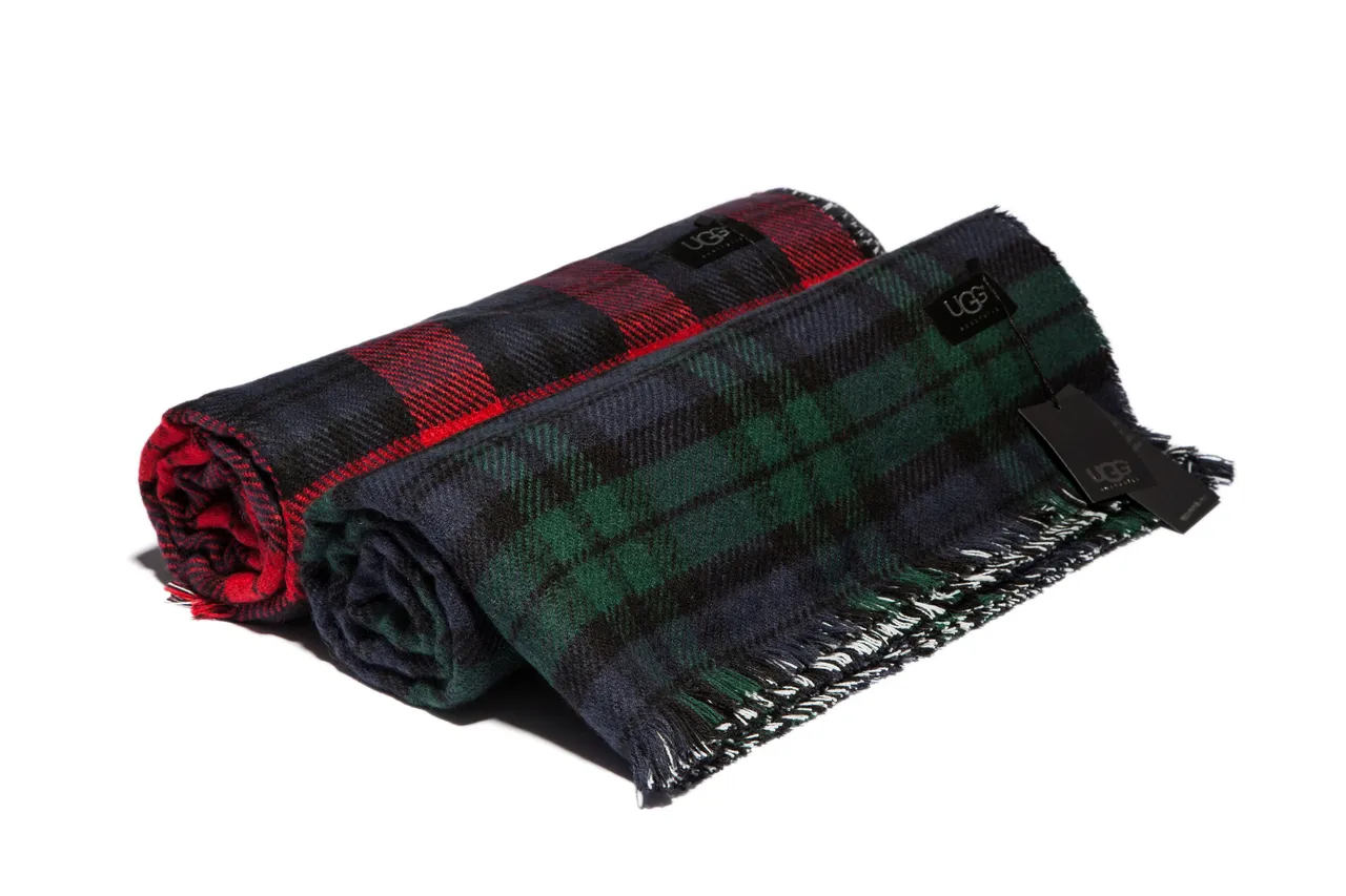 Green Black Plaid Pattern Wool-Like Texture Scarve