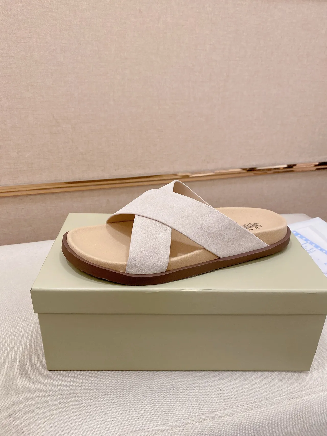 Brunello Cucinelli Crisscross Strap Flat Slide Casual Sandals