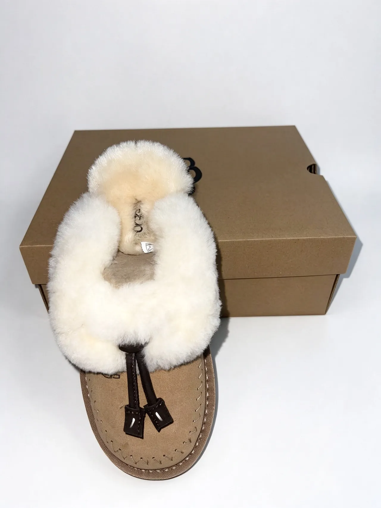 UGG Tasman Tan Suede Shearling-Lined Slippers