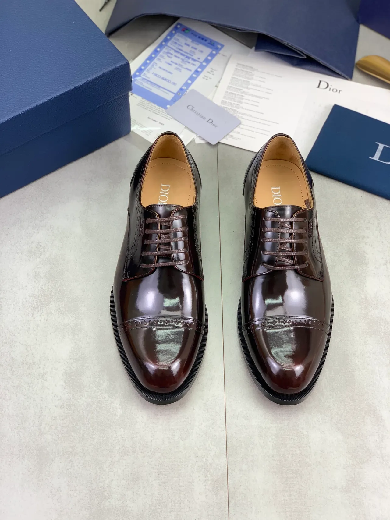 Dior Burgundy Black Cap-Toe Brogue