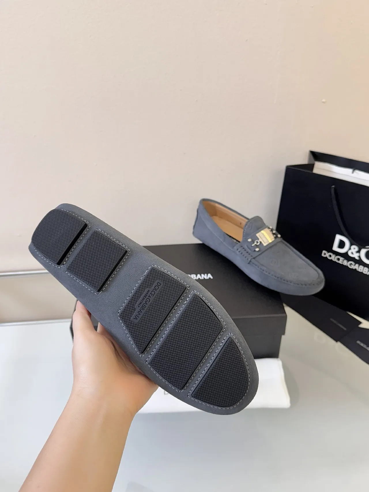 Dolce & Gabbana Portofino Gray Suede Loafers