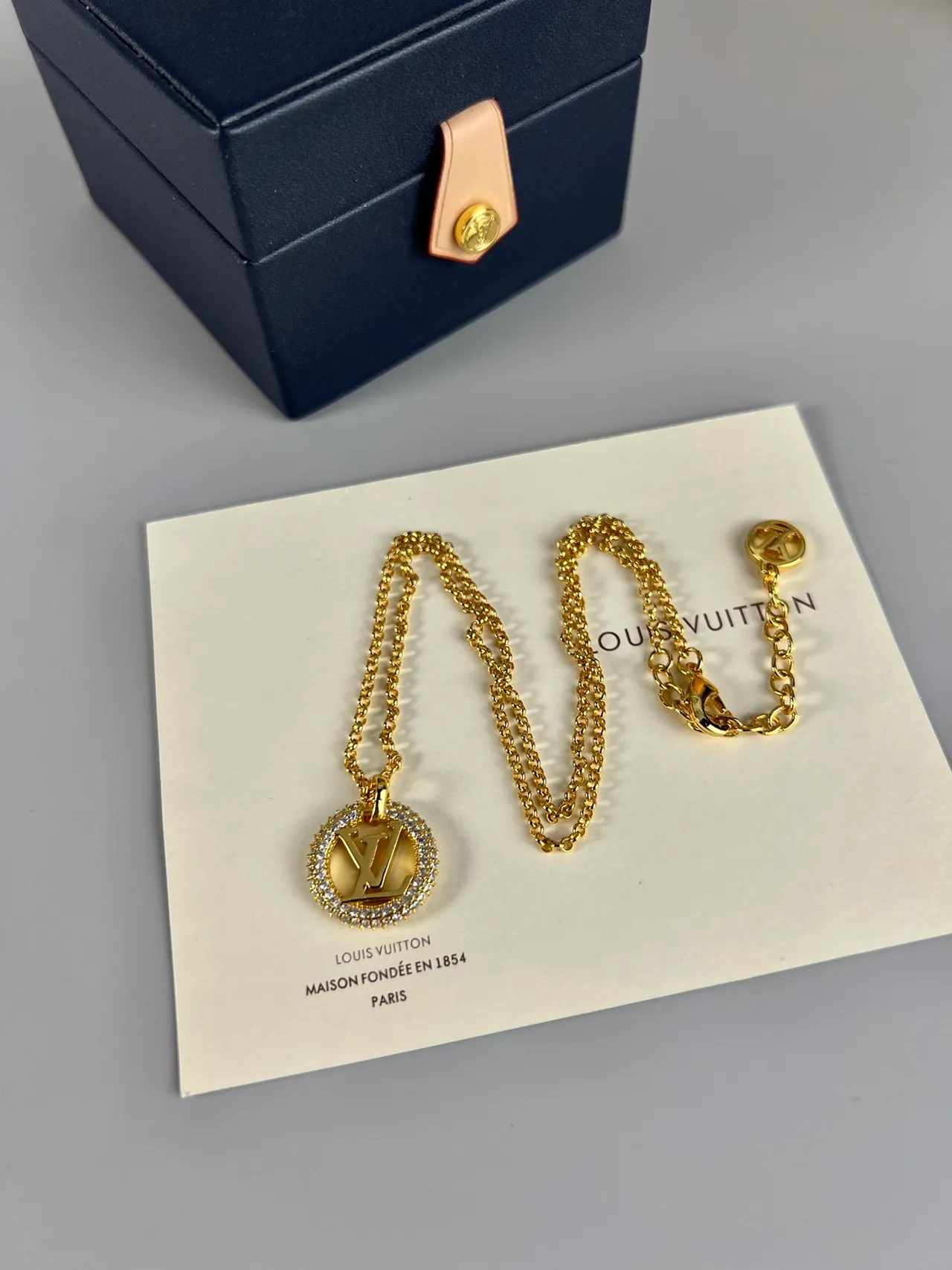 Louis Vuitton Monogram World Tour Gold-Tone Crystal Halo Necklace