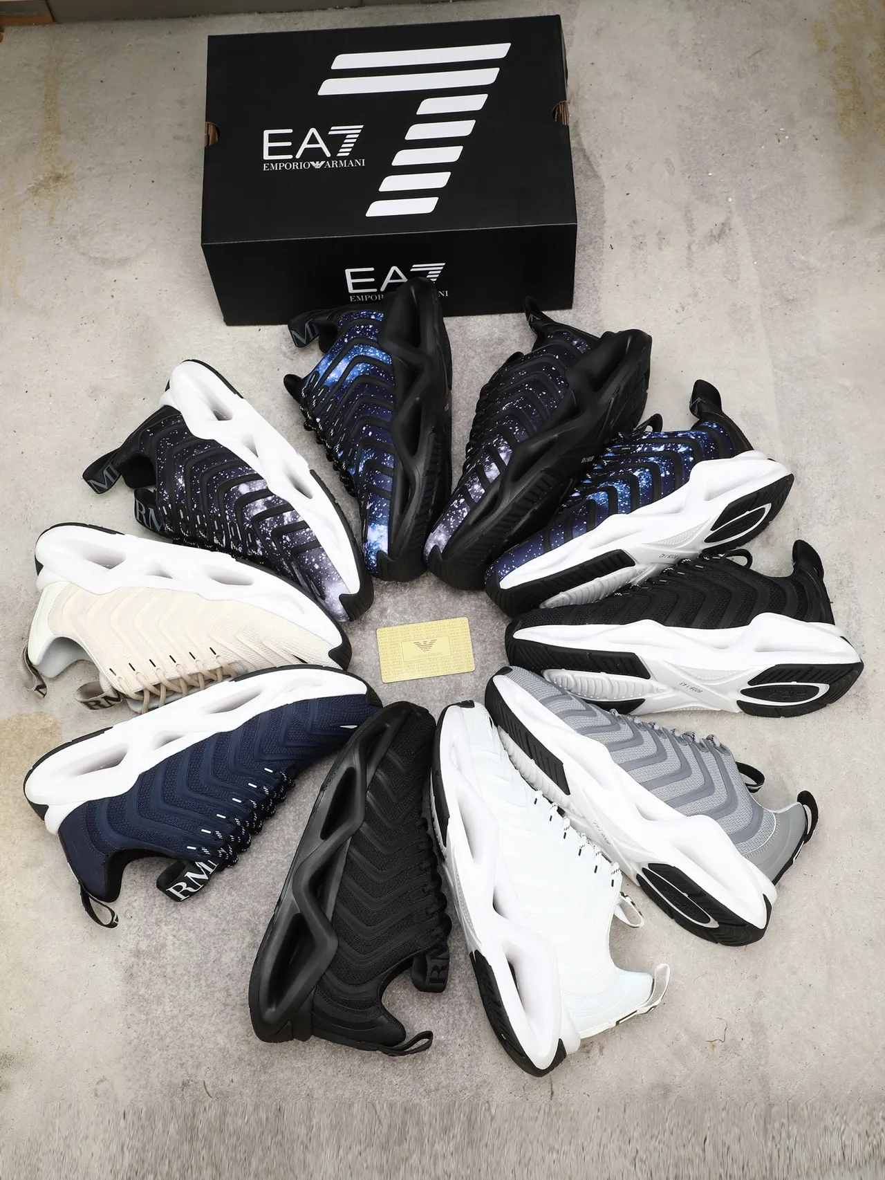 Giorgio Armani Navy Mesh and Synthetic Overlay Lifestyle Sneaker