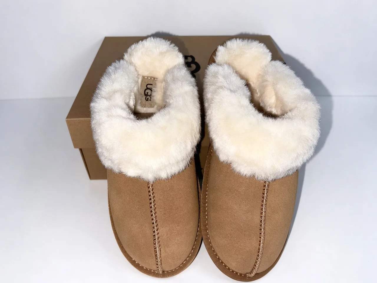 UGG Tasman Tan Suede Shearling-Lined Slippers