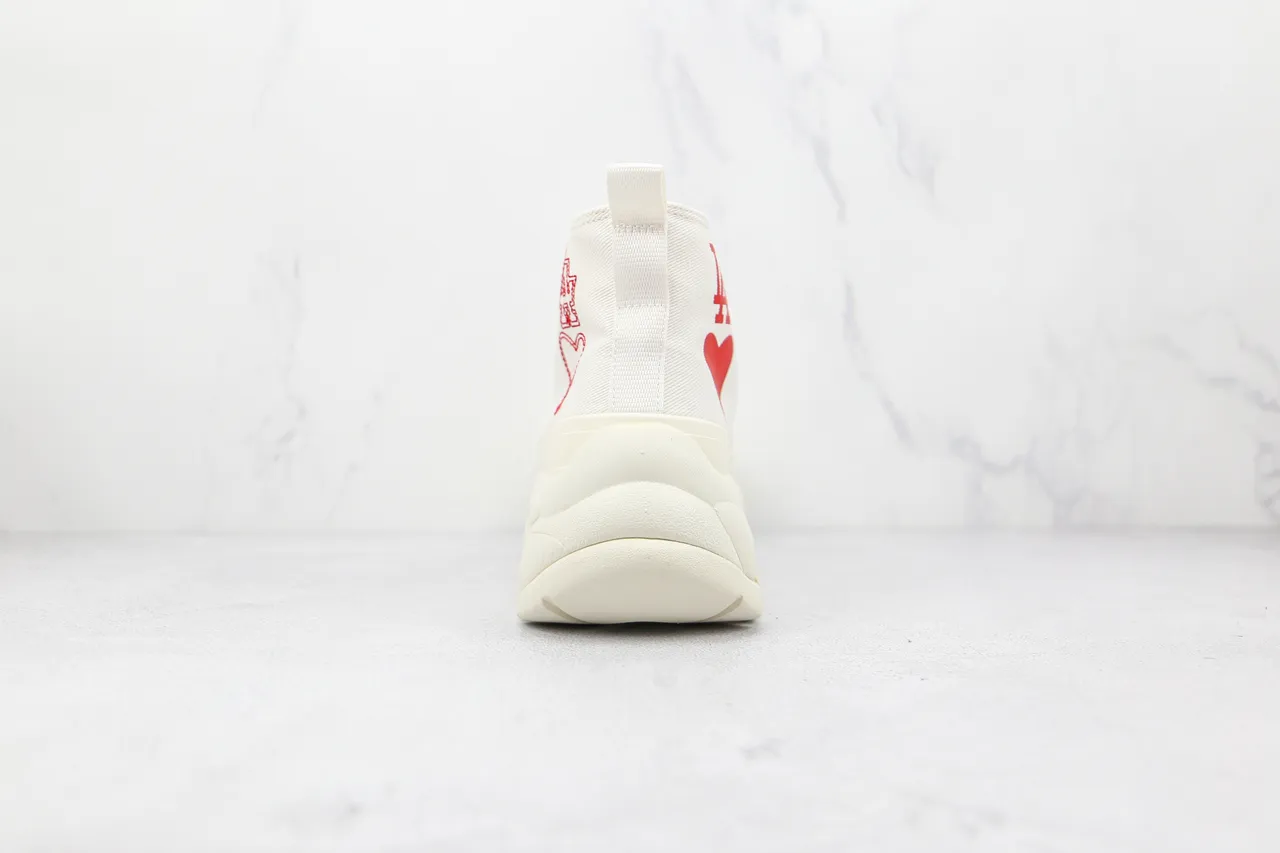 Converse White Red High-Top Canvas Platform Sole Chunky Sneakers