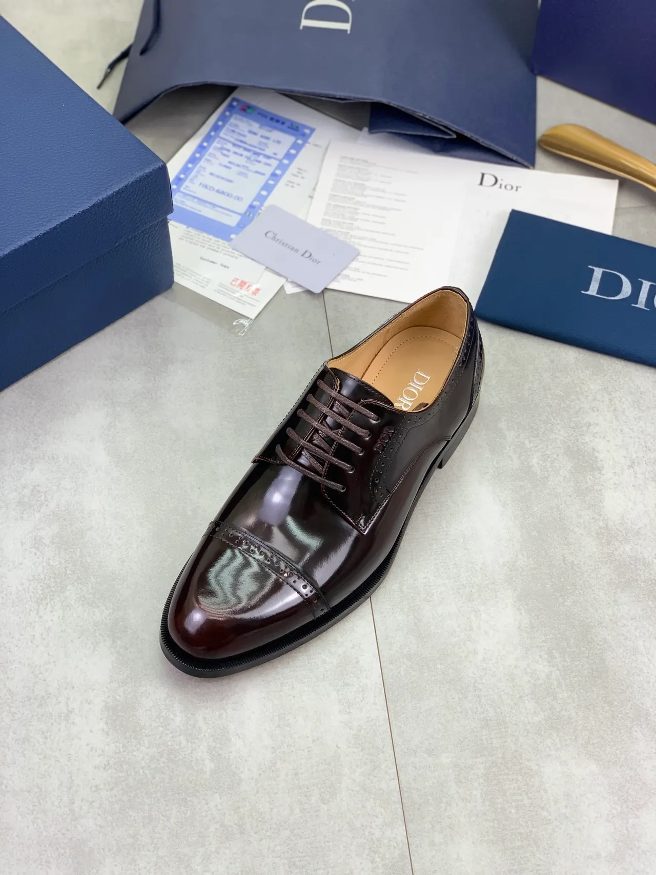 Dior Burgundy Black Cap-Toe Brogue