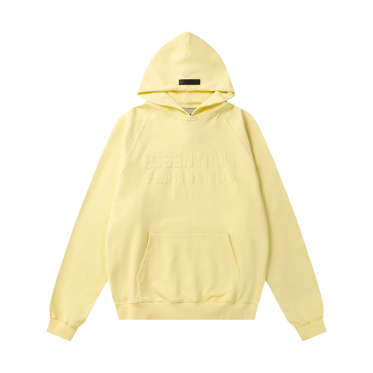 Fear of God Essentials Black Oversized Fit Tonal Embossed Logo Hoodie