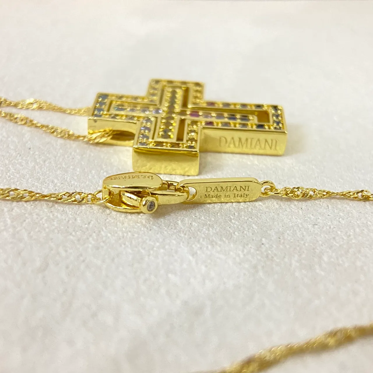 Gold-Tone Crystal-Encrusted Geometric Cross Necklaces
