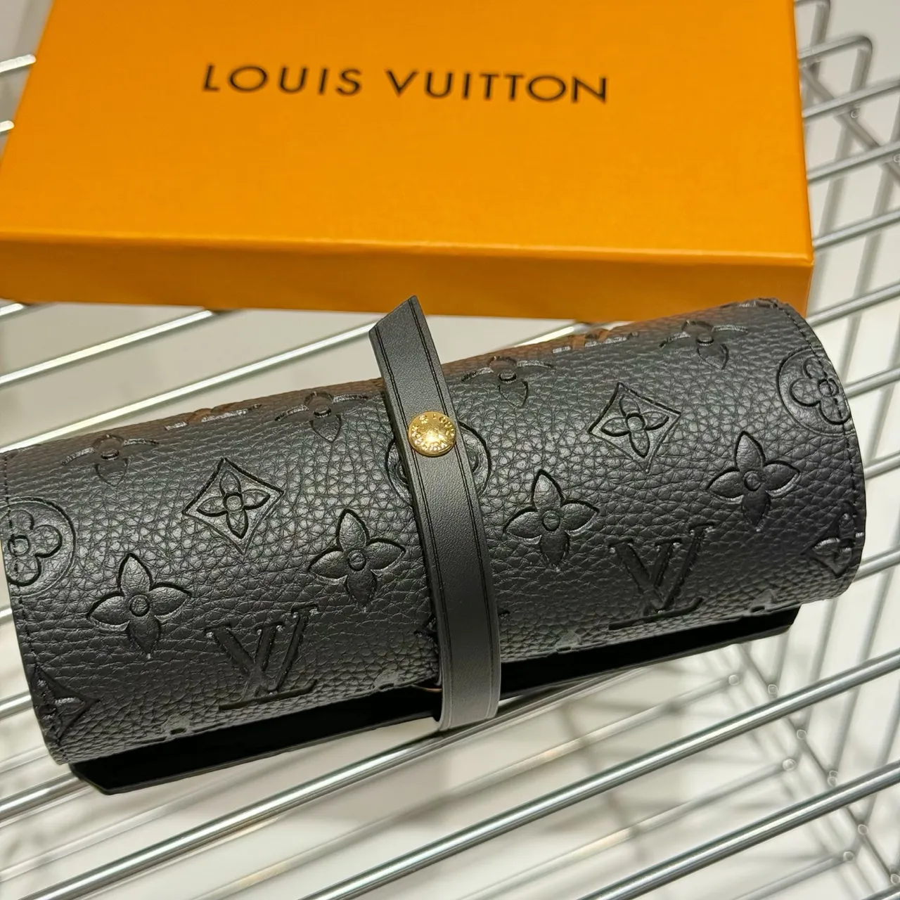Louis Vuitton Monogram Leather Roll Clutch Handbag