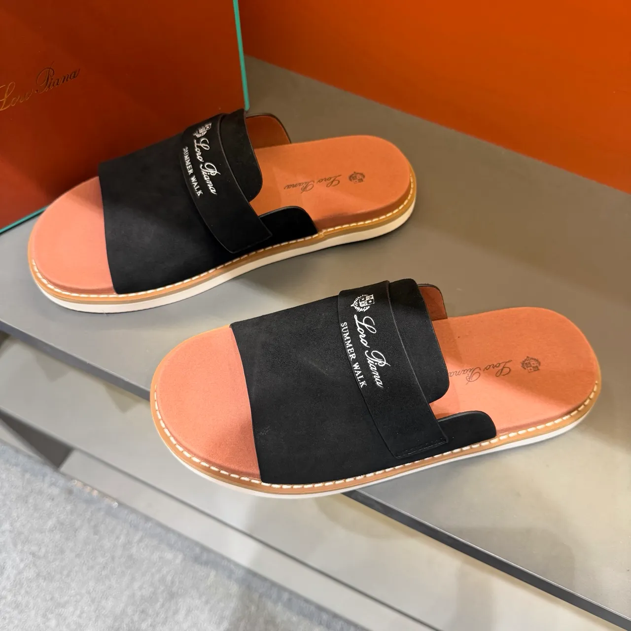 Loewe Summer Walk Suede Slide Slippers