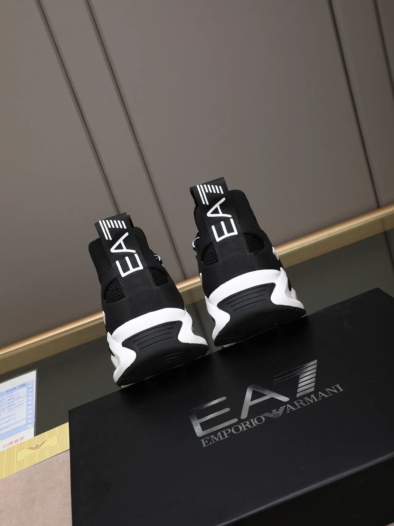 Emporio Armani EA7 Black and White Sculpted Midsole Lifestyle Sneakers