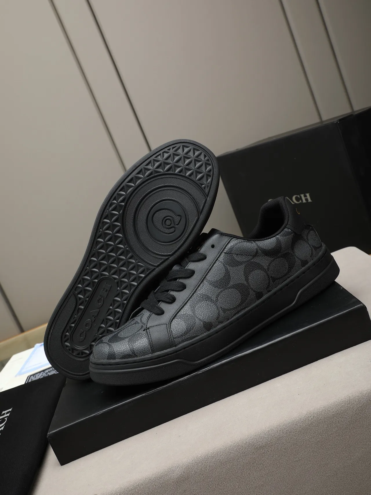 Coach Monogrammed Black Low-Top Lifestyle Sneakers