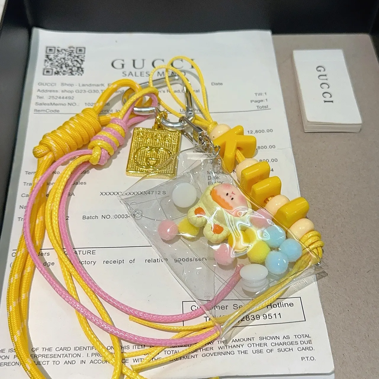 Gucci Yellow Pink Transparent Vinyl Pouch Braided And Cord Lanyard Phone Case