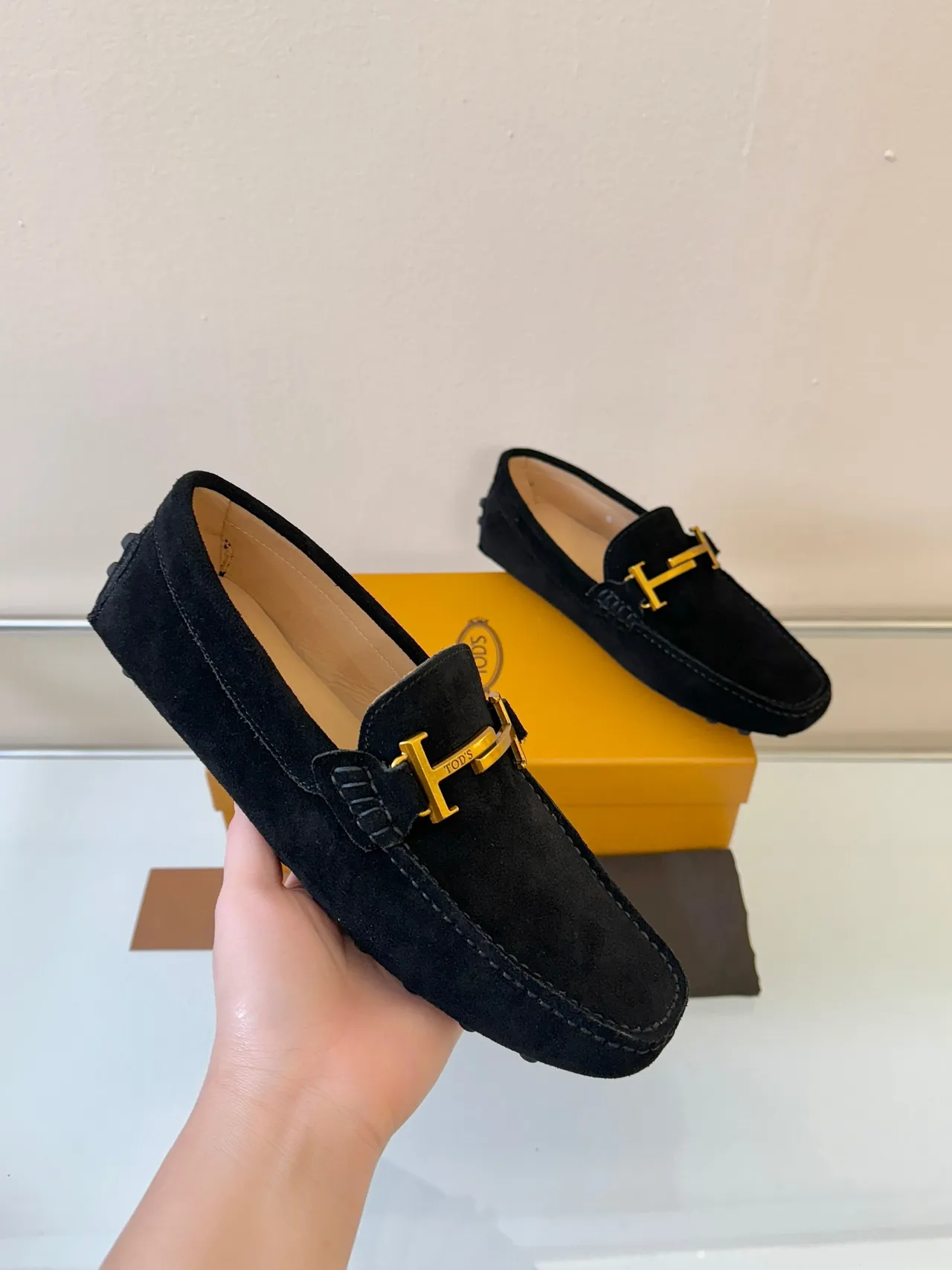 Tod's Gommino Loafer Black Suede Gold Bit Loafers