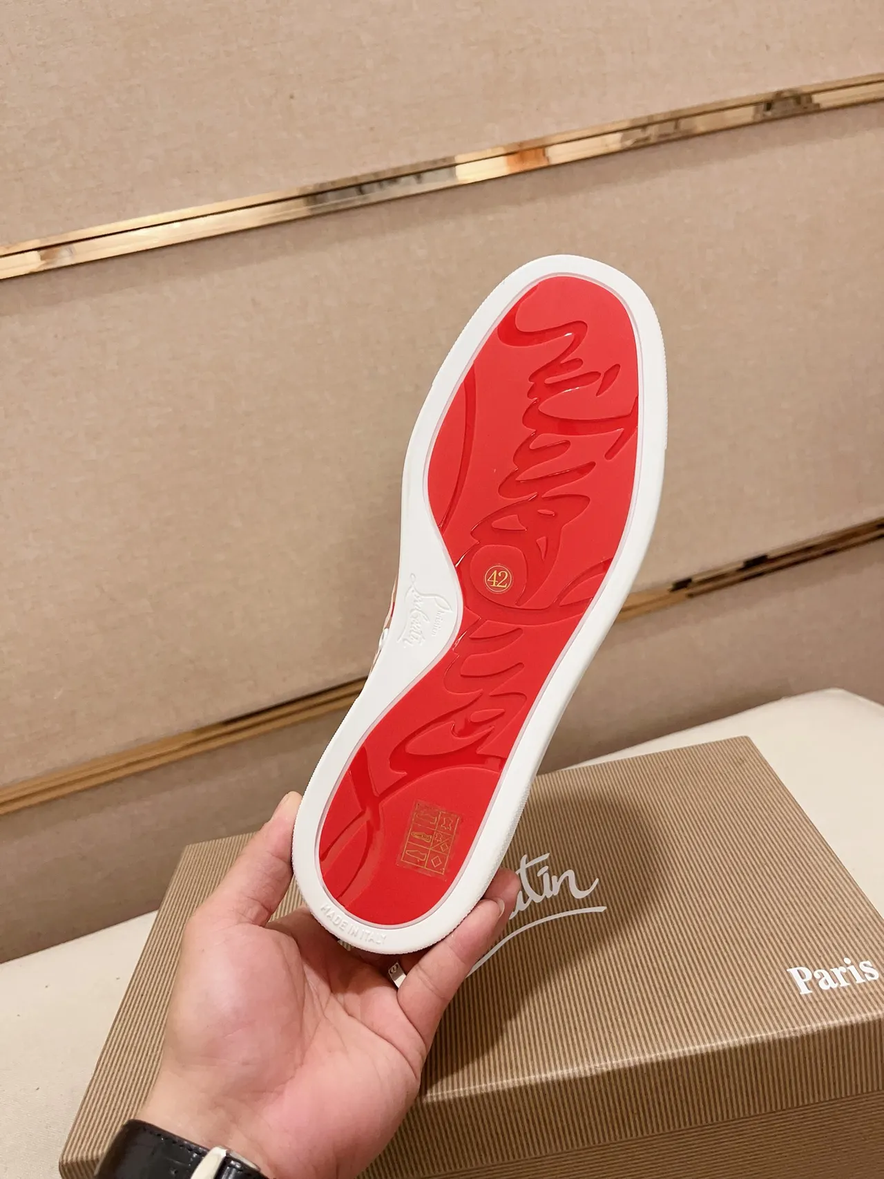 Christian Louboutin Pink White Low-Top Mixed-Material Upper Lifestyle Sneakers